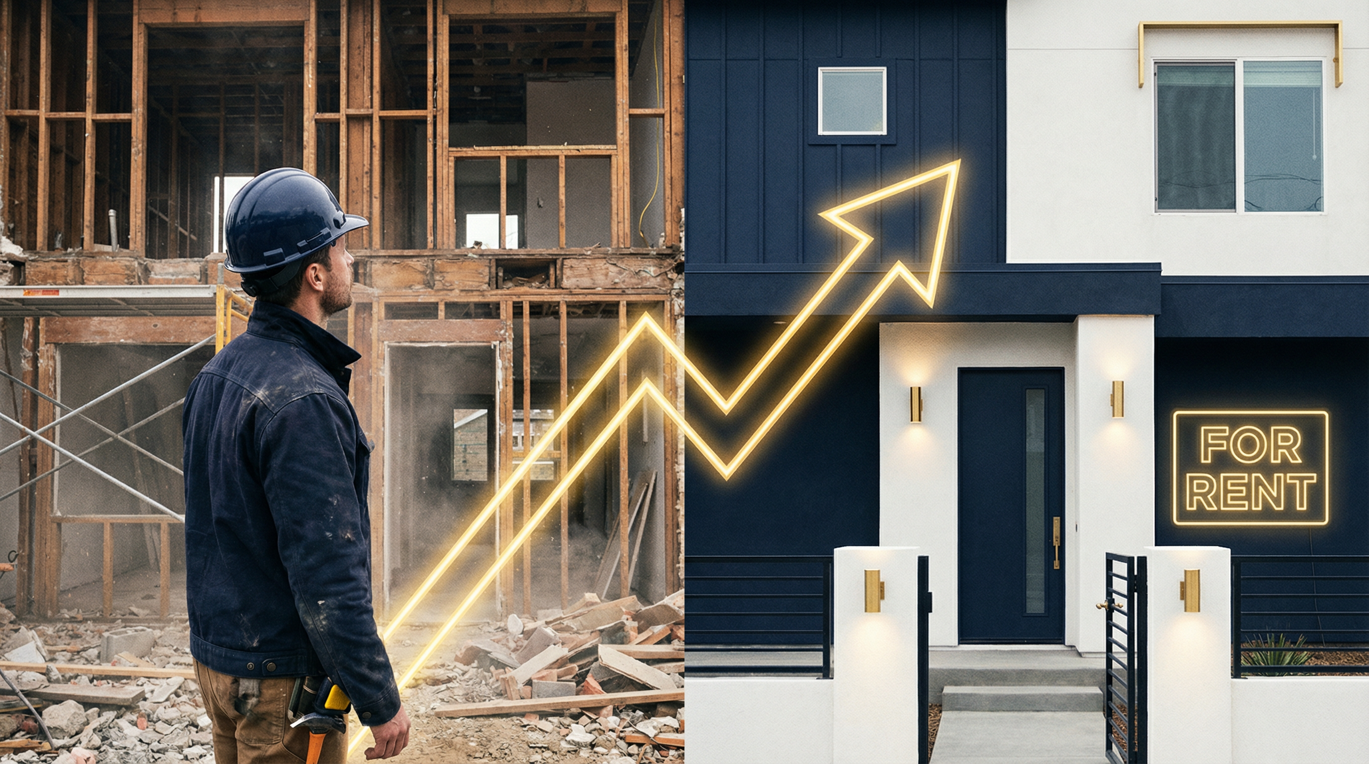 Before and after: property under renovation transforms into a modern rental home